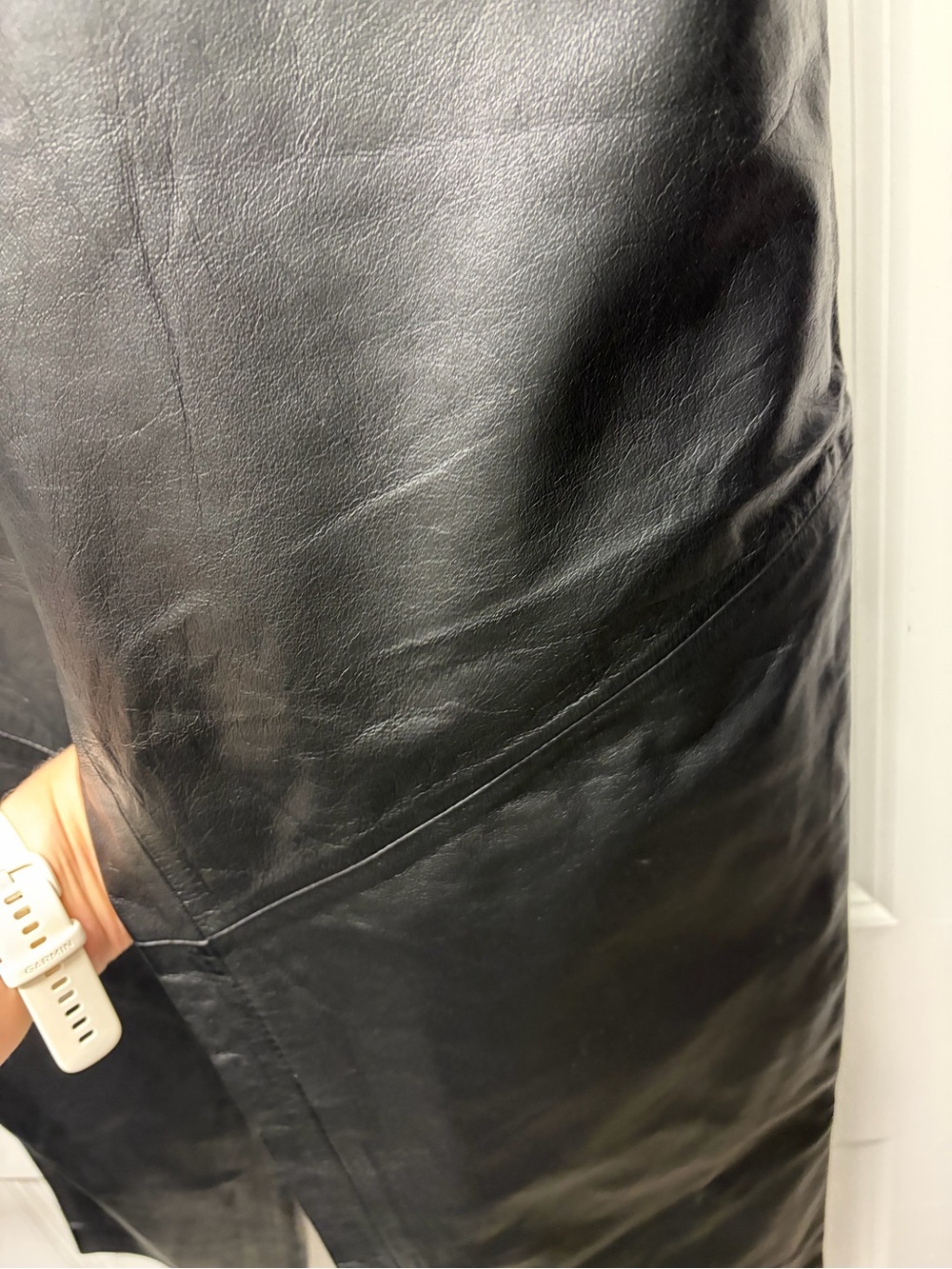 Vintage NWT Spiegel Black Straight-Leg Leather Pants - Picture 4 of 9